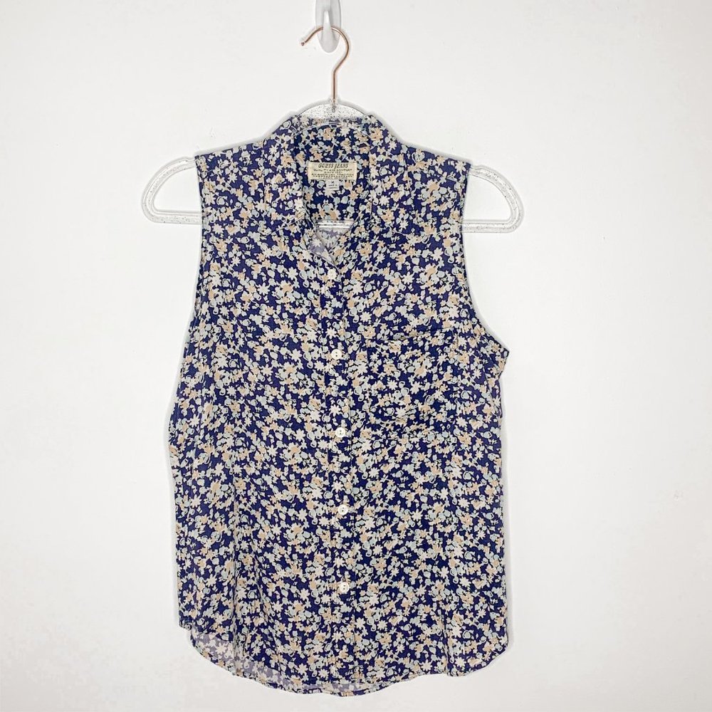 Vintages 90s GUESS floral sleeveless shirt Medium